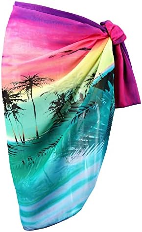 Faletony Sarongs for Women Beachwear Cover Ups Chiffon Pareo Beach Wrap Bright Floral Pattern Summer Holiday Sarong Skirt