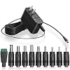 19V DC Power Supply DC 19V Power Cord 19V 1200mA Charger with 10 Interchangeable Jacks Universal Adapter for LED Strip Light, CCTV Camera, BT Speaker, GPS, Webcam, Router, 5FT 19V Transformer Cord