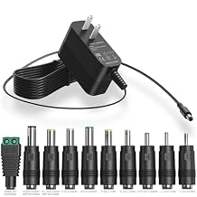 19V DC Power Supply DC 19V Power Cord 19V 1200mA Charger with 10 Interchangeable Jacks Universal Adapter for LED Strip Light, CCTV Camera, BT Speaker, GPS, Webcam, Router, 5FT 19V Transformer Cord