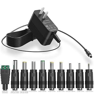 19V DC Power Supply DC 19V Power Cord 19V 1200mA Charger with 10 Interchangeable Jacks Universal Adapter for LED Strip Light, CCTV Camera, BT Speaker, GPS, Webcam, Router, 5FT 19V Transformer Cord