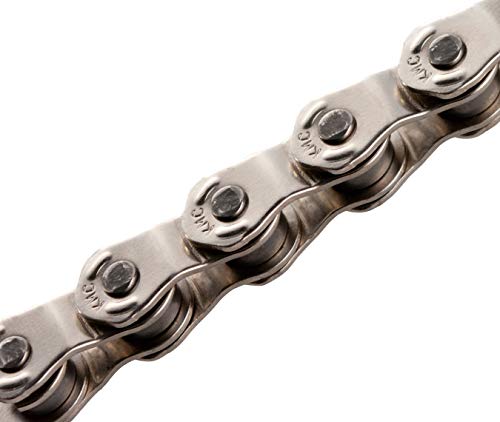 Kmc Bike Chain Hl1, Half Link Bmx Chain, Maximum Adjustability & Great Looks, Super Smooth Single Speed Chain, Nickel Plated Bicycle Chain, Bike Chain With Bullet Joining Pin, 1/2" X 1/8" - 100 Links #TOP2