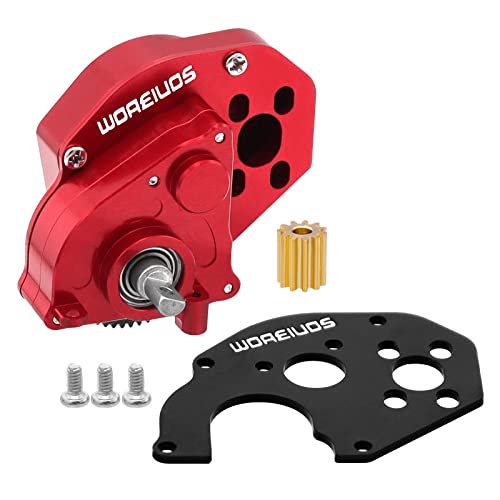 Woaeiuos Complete Transmission Gearbox With Steel 0.3 Mod Transmission Gear For Axial Scx24 Deadbolt C10 Jlu Gladiator Bronco 1/24 Rc Crawler Car Upgrade (Red) #TOP5