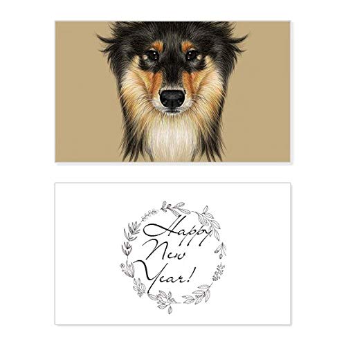 Tarjeta Rough Collie de pelo largo: Felicita el Año Nuevo con un diseño entrañable