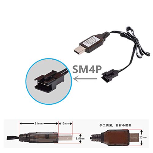 Hyf 2 Pcs 6.4V 500Mah Sm4P Plug Lithium Battery With Usb Charging Cable For Rc Toys Electric Robot Toy Drone Study Machine #TOP3