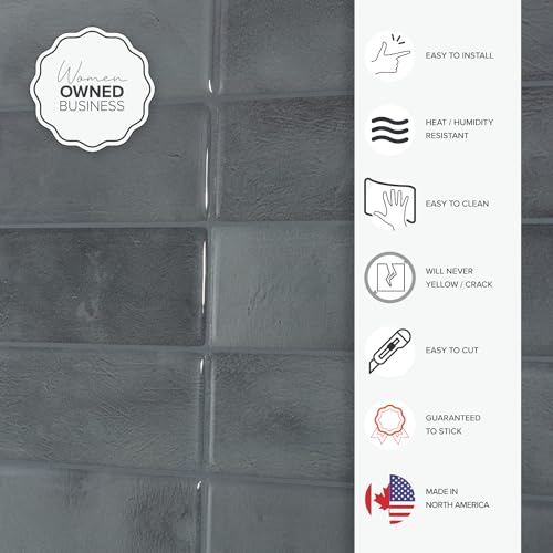 SMART TILES Peel and Stick Backsplash - 5 Sheets of 11.43\" x 9\" - 3D Adhesive Peel and Stick Tile Backsplash for Kitchen, Bathroom, Wall Tile