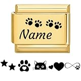 Jodimitty Custom Engraved Italian Charm Gold Stainless Steel Charm Personalised Gift, DIY logo & Text, Matte Finish, 10x9mm, fits all 9mm Bracelet