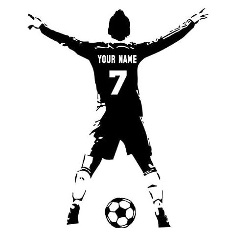 Personalized Custom Soccer Player Wall Decal - Choose Your Name & Numbers Custom Player Jerseys Vinyl Decal Sticker Decor Kids Bedroom (17" W x 23" T) Cover