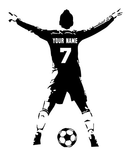 Extra Large Personalized Custom Soccer Player Wall Decal - Choose Your Name & Numbers Custom Player Jerseys Vinyl Decal Sticker Decor Kids Bedroom (29