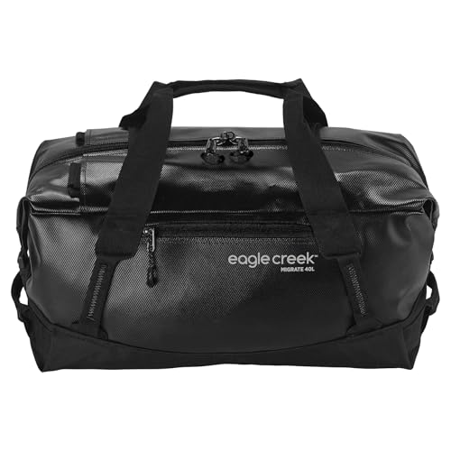 Eagle Creek Migrate 40L Duffel Bag – Lightweight, Durable Travel Duffel – Weather-Resistant Fabric – Comfortable Shoulder Straps - Midnight Black