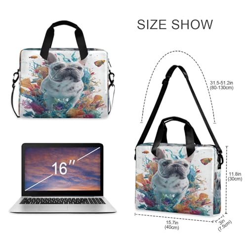 Maletín para portátil de 15.6 pulgadas coral con diseño perro francés miniatura 4