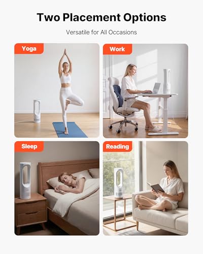 VEVOR Desk Fan Bladeless, 17 inch Office Table Fan Small Quite, 5 Speeds Adjustment, 0-9H Timer, 60-Degree Oscillation, Touch Control, Easy to Clean, Portable for Office, Living Room, Bedroom