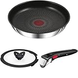 【セット買い】ティファール 取っ手の取れる フライパン 22cm IH ガス火対応 「インジニオ・ネオ IHステンレス・アンリミテッド フライパン」 こびりつきにくい L97103 + ティファール 蓋 22cm バタフライガラス ふた インジニオ・ネオ L99364 T-fal + ティファール 専用取っ手 ハンドル グロッシー・ブラック インジニオ・ネオ L98634