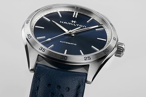 Hamilton Jazzmaster Performer Automatic Men's Watch, 38mm Stainless Steel Case, Swiss Made, Blue Dial Analog Wrist Watch, 100m Waterproof, Sapphire Crystal, 3-Hand Movement, Calf Leather Strap by Hamilton - Used condition - US$742.96
