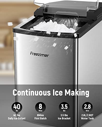 Freezimer Nugget Ice Maker Countertop Wifi Integrated | Portable Sonic Ice Machine For Home | Soft Pebble Ice Makers Self Cleaning | Chewable Pellet Ice Cube Maker | 40Lbs/24H Platinum Silver #TOP5