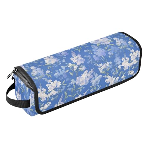 Bolsa de Viaje Lilac Flowers Azul para Herramientas de Pelo con Almohadilla Resistente al Calor Organizador Portátil para Mujeres