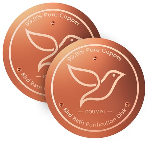 DOUMIYI 2-Pack Bird Bath Copper Disk 0.6mm Thick 99.9% Pure Copper Cleaning Disk with Triple-Point Support Safe Natures Purifier Clean Water All Season Universal for Outdoor Birdbaths Bowls