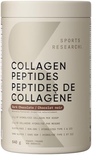 Sports Research® Collagen Peptides – Hydrolyzed Type I & III Collagen Powder for Essential Amino Acids – Easy-Mixing Protein Supplement for Women & Men