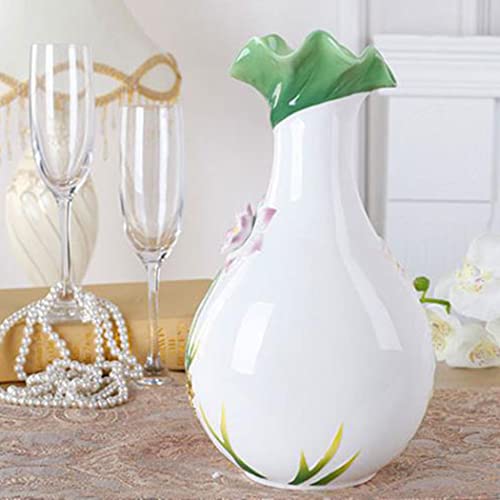 Qabinvoe Ceramic Vase Goldfish Chinese Jing Dezhen Enamel Porcelain Classical Decorative Porcelain Ideal Decoration For Household Office Party,White #TOP4