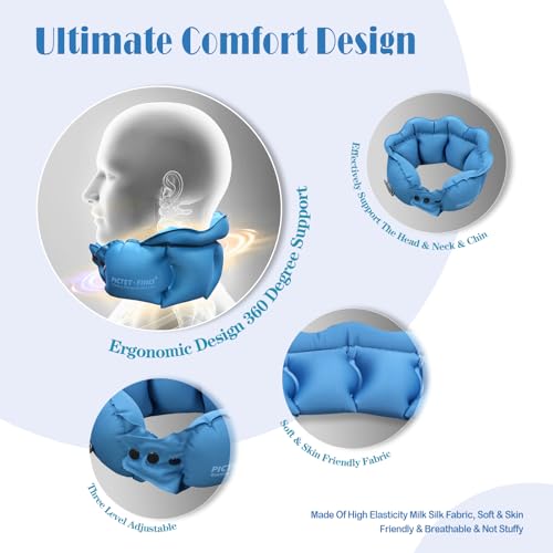 Almohada inflable ajustable para cuello portátil azul miniatura 3