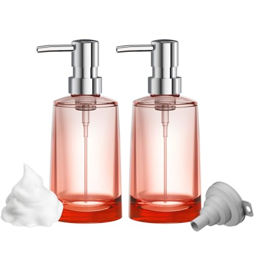 Foaming Hand Soap Dispenser,Bathroom Foam Soap Dispenser or Lotion Dispenser for Kitchen,BPA Free Empty Refillable Plastic Container with Pump? Commercial - 10.9oz (310ml) Pack of 2 Coral Sunset