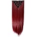 LHFLIVE Womens 18 Clips 8pcs Full Head Hair Extensions 26 Inch Long Straight Rose Red Hairpiece