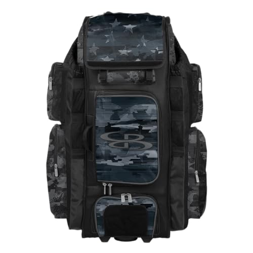 Boombah Superpack XL Rolling Bat Bag - 35.5" x 13.5" x 10" - Telescopic Handle - Holds 8 Bats - Wheeled Version - USA Mission Black Ops Black/Charcoal