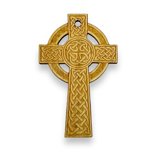 Ornament - Celtic Cross - Raw Wood 2x4in