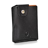 DONBOLSO® Slim Wallet mit Münzfach Bern Herren Kreditkartenetui Geldbörse Leder Mini Geldbeutel Klein Portemonnaie Damen Kartenetui Schwarz