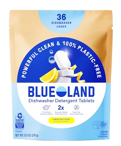 BLUELAND 100% Plastic-Free Dishwasher Detergent...