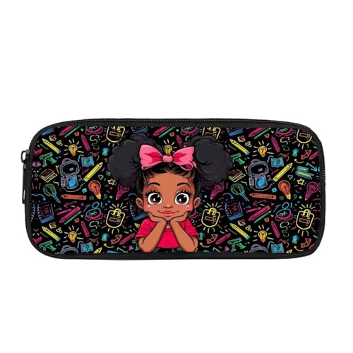 Image of African Girl Student Small Pencil Pouches Pencil Bags Pen Pouch,Lightweight College Pencil Case,School Pencil Case for Girls Boys Black