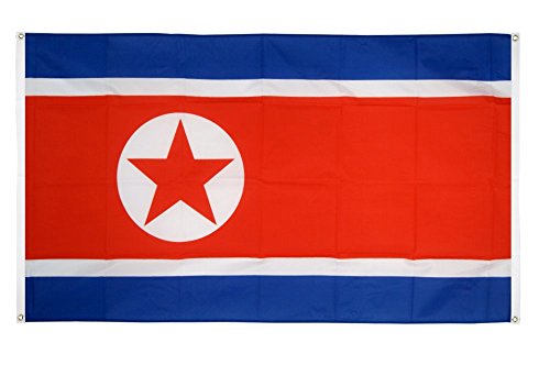 Digni Drapeau de Balcon (avec 4 Oeillets) Corée du Nord - 90 x 150 cm Sticker Gratuit
