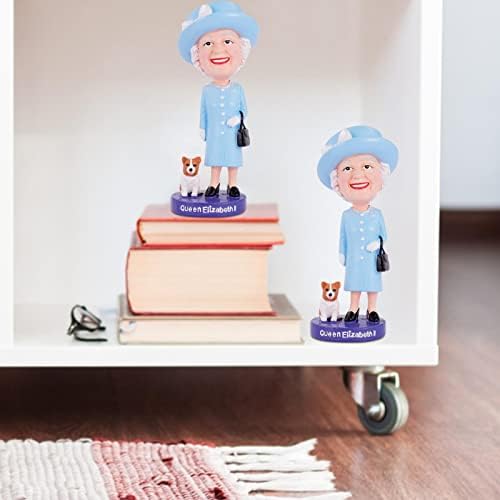 Ro-yal Bobbles Queen Elizabeth II Bobblehead, Premium Polyresin Lifelike UK Queen Elizabeth II with Kirky Figure Model Queen Elizabeth II Memorial Statue, Commemorative Queen Ornament