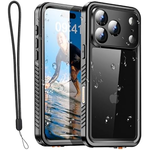 AICase Compatible with iPhone 17 Pro Max Case Waterproof, Clear Water Proof Built-in Screen Protector Shockproof Dustproof Snowproof Full Body Rugged Underwater Phone Case with Lanyard Cover