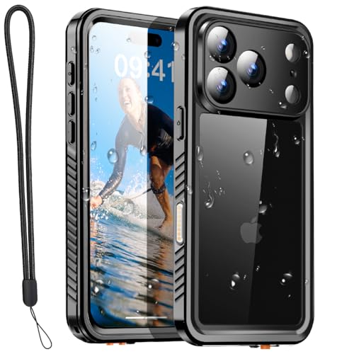 AICase Compatible with iPhone 17 Pro Max Case Waterproof, Clear Water Proof Built-in Screen Protector Shockproof Dustproof Snowproof Full Body Rugged Underwater Phone Case with Lanyard