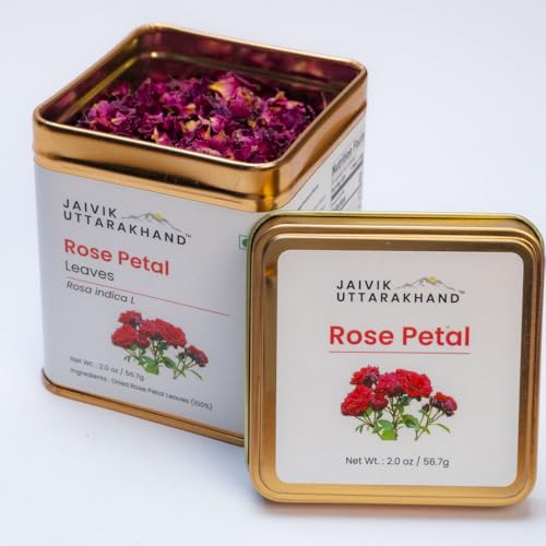 Image of Jaivik Uttarakhand - Rose Petals Tea (113.4 g), Floral Aromatic Herbal Tea, Unique Blend Crafted Loose Leaf For Chai Lovers Across India, Rich Aromatic Chai Loose Leaves, Pack of 2 Tin Can