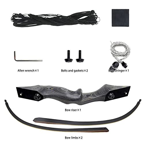 Obert Black Hunter 60" Archery Takedown Recurve Bow Left Hand 20-60lbs Bamboo Core Limb for Hunting Target Practice (30lbs)
