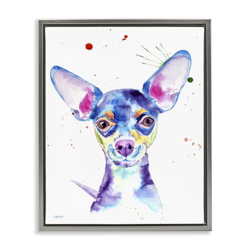 Happy Chihuahua Cartoon Portrait, 25 x 31 Inch Canvas in Floater Frame