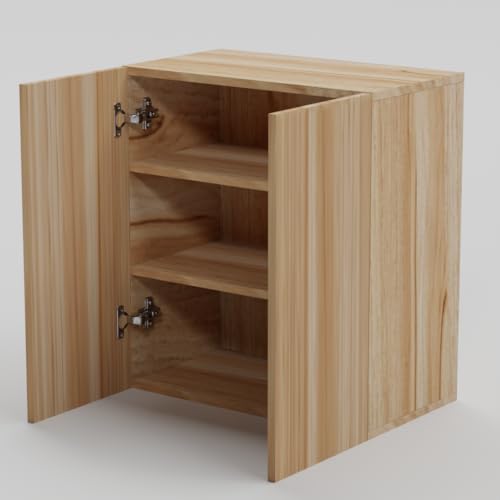 Image of 2 Door Multipurpose Wall Mounted Cabinet with Adjustable & Fixed Shelf | Storage for Modular Kitchen, Bathroom, Office & Living Room | DIY | Color-Asian Light | Size-60x33x63.8 Cm