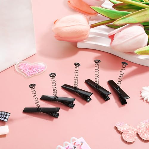 DEARMAMY 100pcs 4cm Spring Duckbill Clips - Black Iron Hair Clips Cute Hair Pins for Women DIY Accessories, Crafting and Headdress Decoration - Thumbnail 4