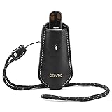 GELVTIC Leather Vape Holder Pouch Necklace Lanyard, Protective Case Cover for Vape Device Electronic Cigarette, Vape Carrying Case Bag Pocket (Black)