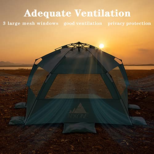 Nxone Xl Pop Up Beach Tent, Deluxe Sun Shade Shelter For 4 Person, Upf 50+ Protection, Windproof Beach Shade, Extendable Floor With 3 Ventilating Windows Plus Carrying Bag, Stakes And Guy Lines #TOP4