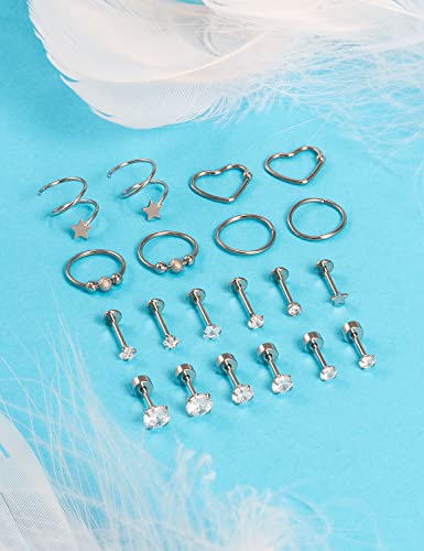 Ftovosyo 18G Cartilage Earring Surgical Steel Earrings For Women Forward Helix Earring Hoop Conch Studs Tragus Earrings Daith Piercing Jewelry For Men Girls #TOP5