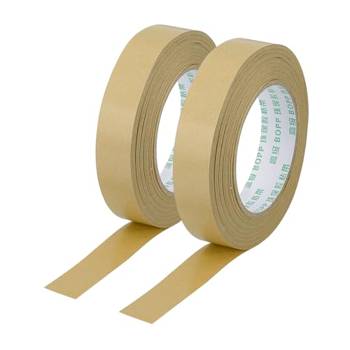 PATIKIL Cinta De Embalaje Marrón De 0.9' X 55 Yardas, 2 Rollos De Cinta Kraft Resistente Cinta Engomada De Papel Para Sellado De Cajas De Cartón, Expedicións, Mudanzas, Enmascaramiento