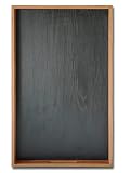 CRAZYWOOD 22.2 x 13.5 Inches Large Rectangle Cherry Wood and Black with Ottoman Tray with Handles, C