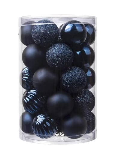 YYCRAFT 36ct Christmas Ball Ornaments 4CM for Xmas Tree Christmas Decorations Shatterproof Hooks Included (Navy, S)