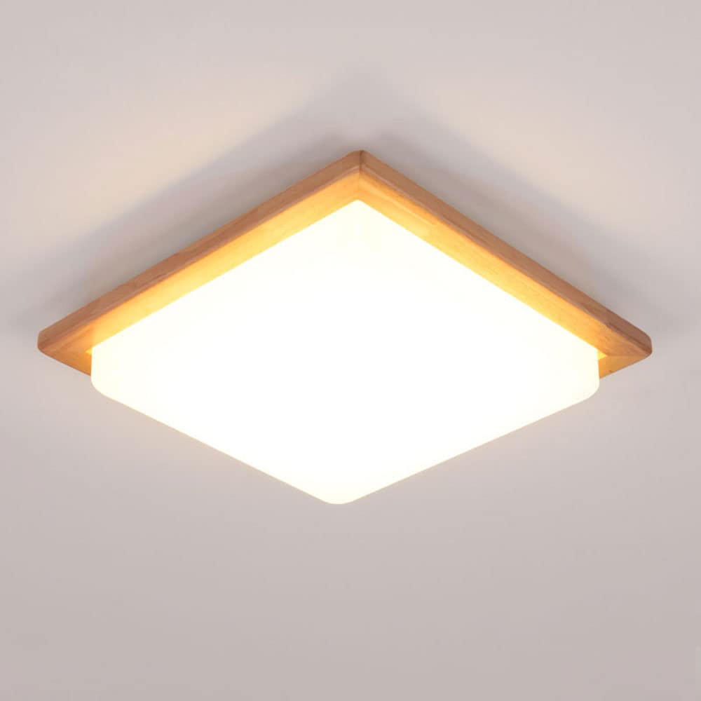 Plafonnier LED nordique en bois luminaire blanc de 12,6 pouces pour intérieur épuré