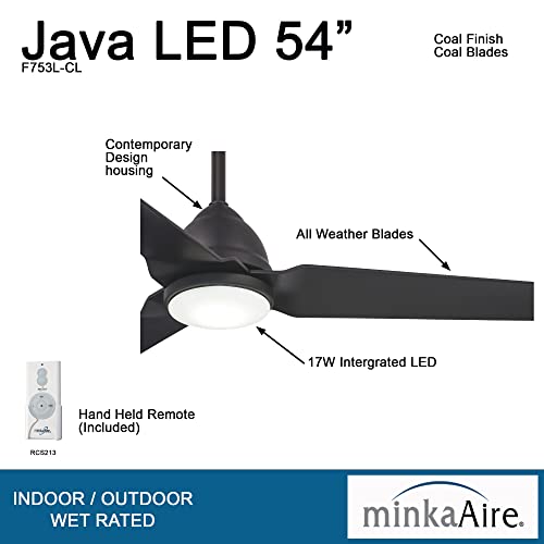 Minka-Aire F753L-Cl Java 54 Inch Outdoor Ceiling Fan With Integrated Led Light In Coal Finish #TOP1