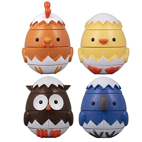 Stacking & Sorting Toys, Mix & Match Educational Hatching Animals 4 Pack - Owl, Duck Chicken Bluejay - Thumbnail 5