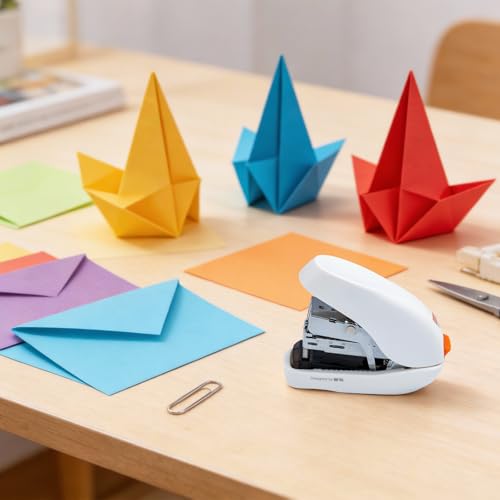 Image of M&G Mini Stapler with Staples, Small White Effortless Stapler Set, 20 Sheet Capacity, One Finger, 1000 Standard Staples, Office staplers for Desk, Easy to Load