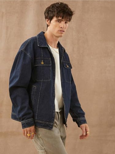 Image of GRECIILOOKS Men'S Denim Jacket | Classic Regular Fit Jeans Jacket For Men | Stylish Branded Jackets For Men - Timeless Casual Wear